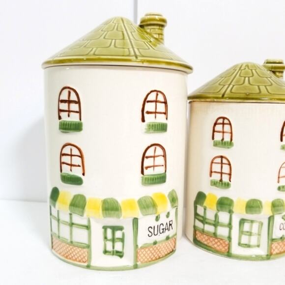 Vintage Parisian cottages 3 canister set - Picture 3 of 13